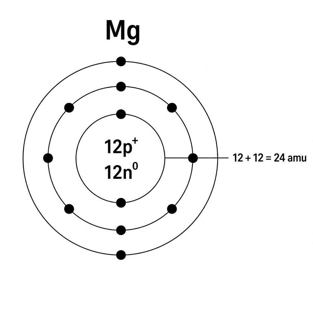 Only the protons and neutrons inside the nucleus are added, and the electrons outside are not counted.