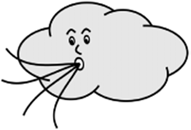 A cloud blowing air is the symbol for windy weather.
