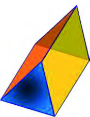 A prism in which three rectangular faces join the two triangular ones.