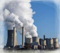 An energy production centre: burning fossil fuels to make electricity sends huge amounts of gas into the air.