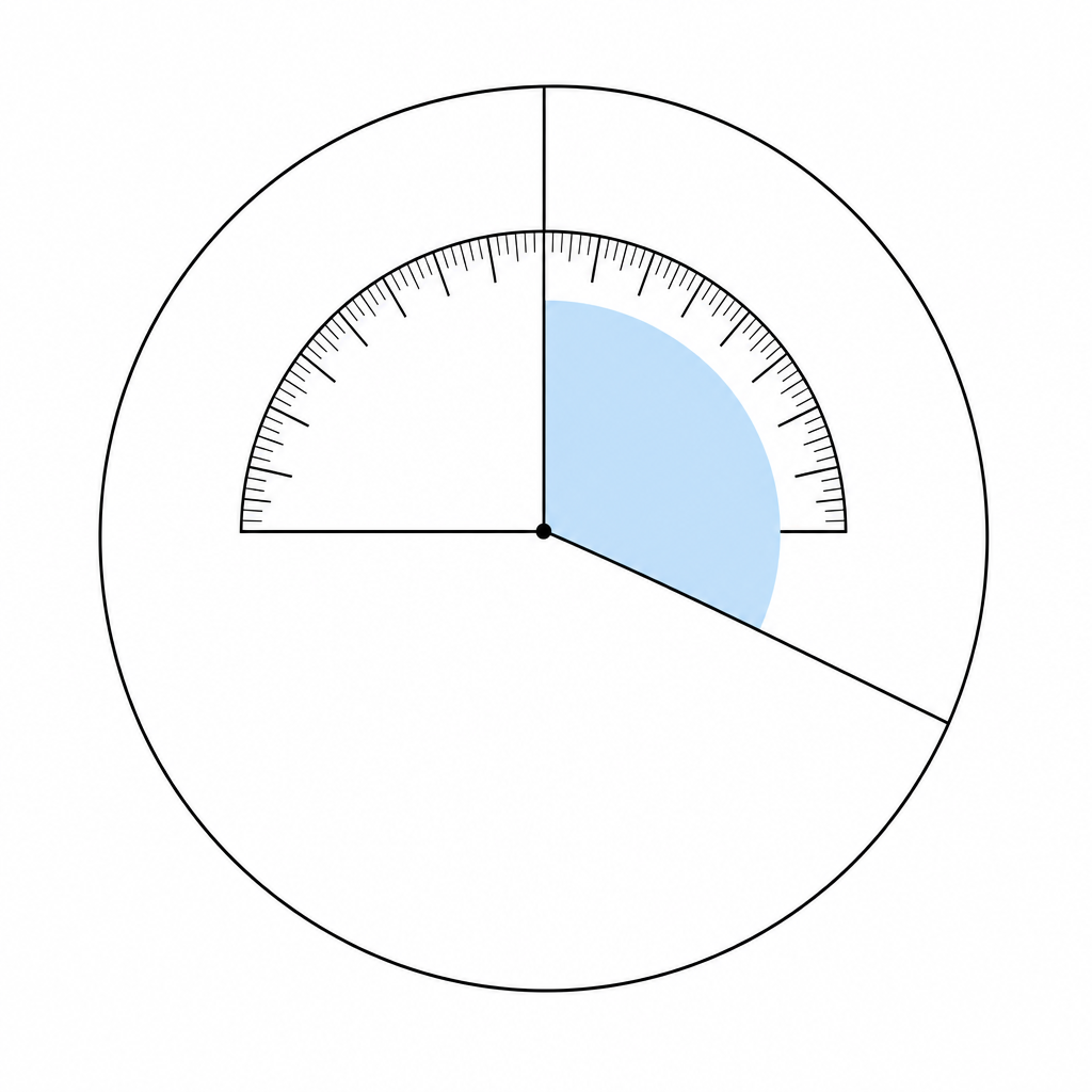 Marking off a 108° sector with a protractor, starting from the base radius