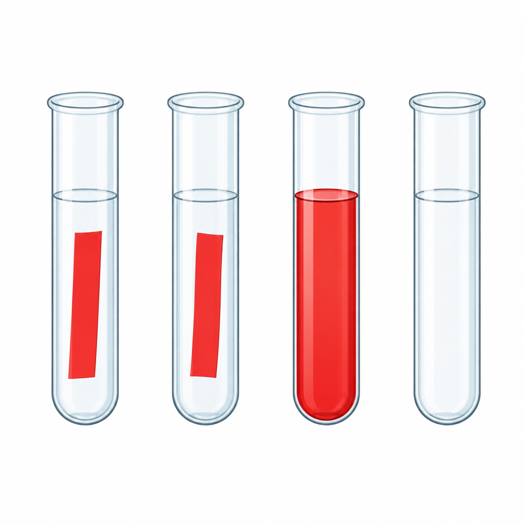 The colour each of the four indicators shows after acid is added.