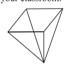 An open square based pyramid made of card, filled with sand or flour and emptied into the cube