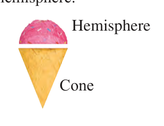 An ice cream split into a hemisphere on top and a cone below.