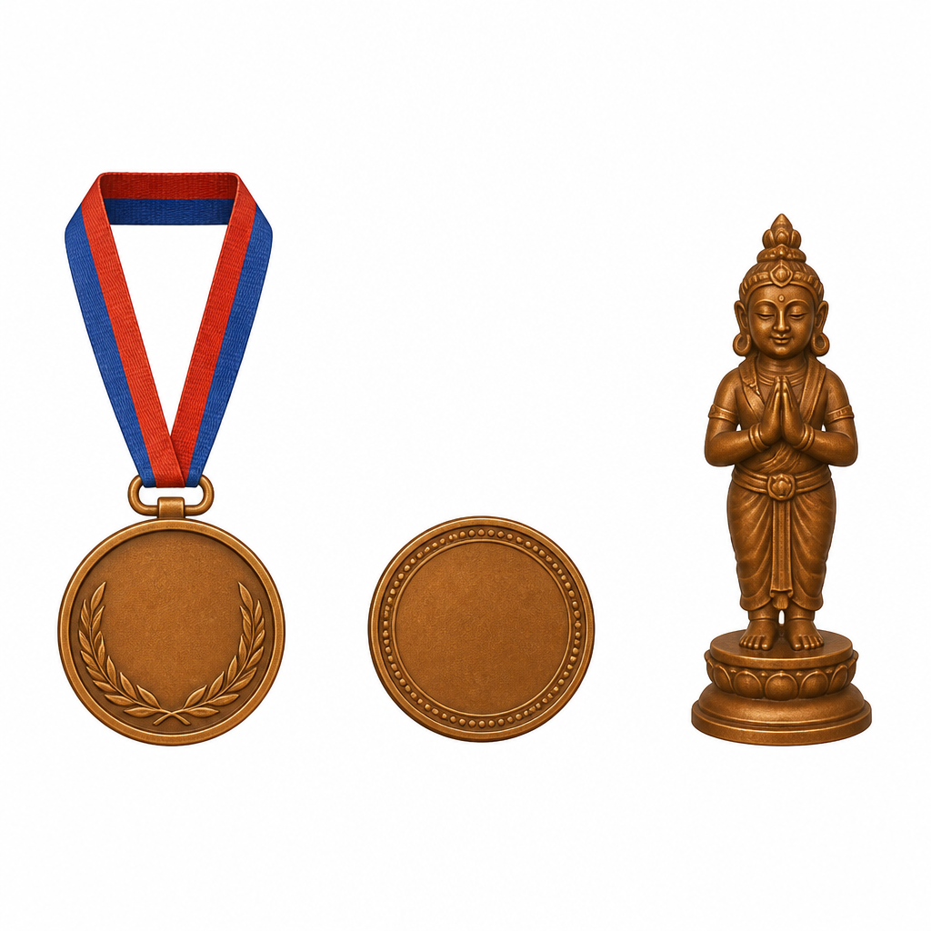 The bronze medal given for third place is made from the same copper and tin alloy.