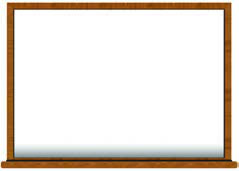 A board with a wooden frame, used for writing on.