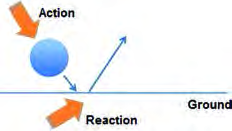 A ball thrown at the ground presses on the ground, and the ground pushes the ball back up, making it bounce.