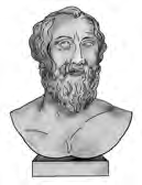 A stone bust of Plato, the great philosopher of ancient Greece.