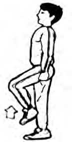 In mark time the knee comes up in front and the foot lands again in the same place.