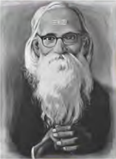 A white-bearded Nepali personality in spectacles, hands joined