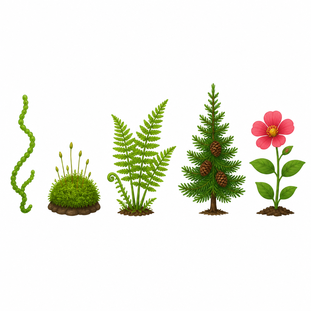 From unicellular algae to the flowering plant, the structure of plants grows steadily more complex.