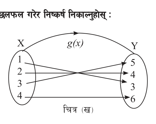 The function g from X to Y. Every element of Y is reached by exactly one arrow.