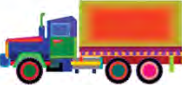 A truck is put together from many different kinds of matter such as iron, rubber and glass.