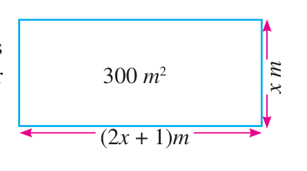 With a breadth of x m, a length 1 m more than twice the breadth is (2x + 1) m.
