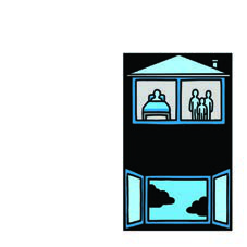 The sick person stays in a separate room while the rest of the family stays apart in another part of the house.