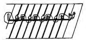 Zig-zag running: the runner's path threads through the gap between each pair of sitting chasers on its way to the post.