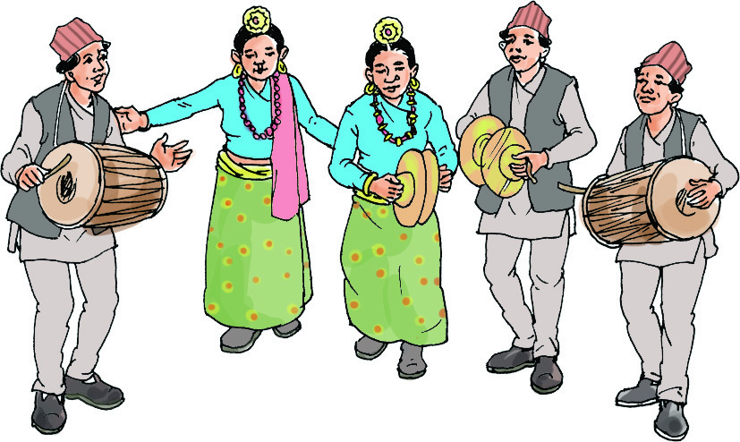 पूर्वका किरात समुदायले ढोल र झ्याम्टाको तालमा हातेमालो गर्दै नाच्ने साकेला नाच।