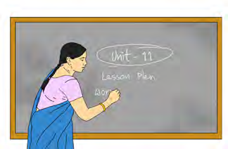 The teacher is writing on the blackboard.