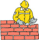The man who is laying bricks on the wall is a mason.
