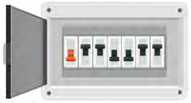 The MCB box fitted to a house's electric line, and how the switches inside it look.