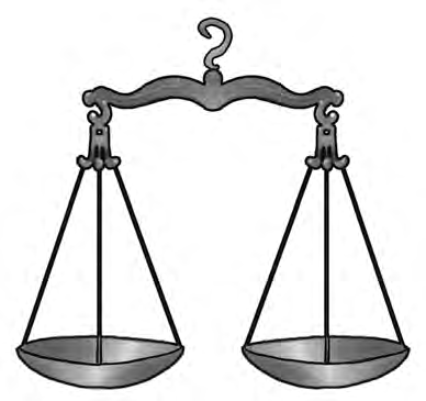 While the beam is level the two pans hold equal amounts, and every step of solving an equation has to keep it level.