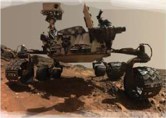 The Perseverance Rover on Mars. It needed a parachute to land safely because Mars, like the Earth, pulls objects towards its centre.