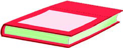 A thick book with a red cover, used for reading.