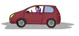 The woman is driving a car.