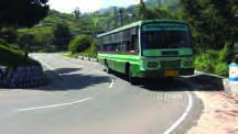 A bus on a bend: turning the steering wheel at a bend changes the direction of the bus.