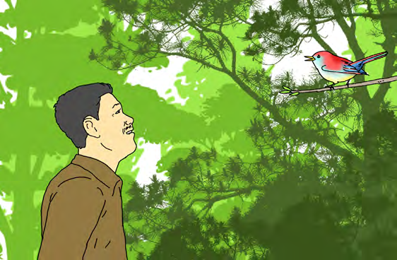 Free on its branch, the bird gets its colour back and teaches Chulong the three rules from above.