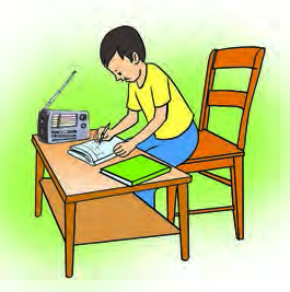 A radio signal reaches every home without a wire, so a student can listen to the news while studying.