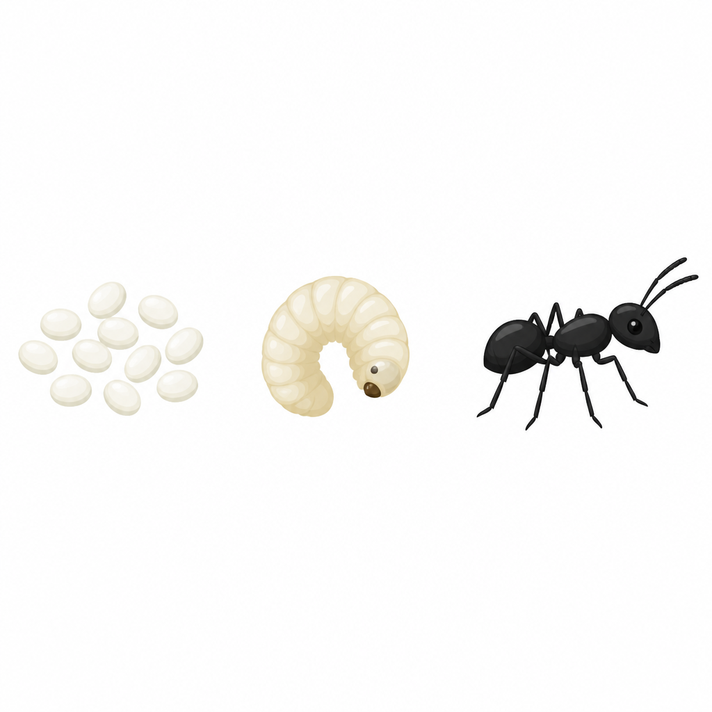 Young ants come out of eggs that were never fertilised.