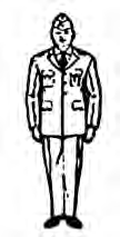 The attention position: body upright, arms against the sides and feet in a V.