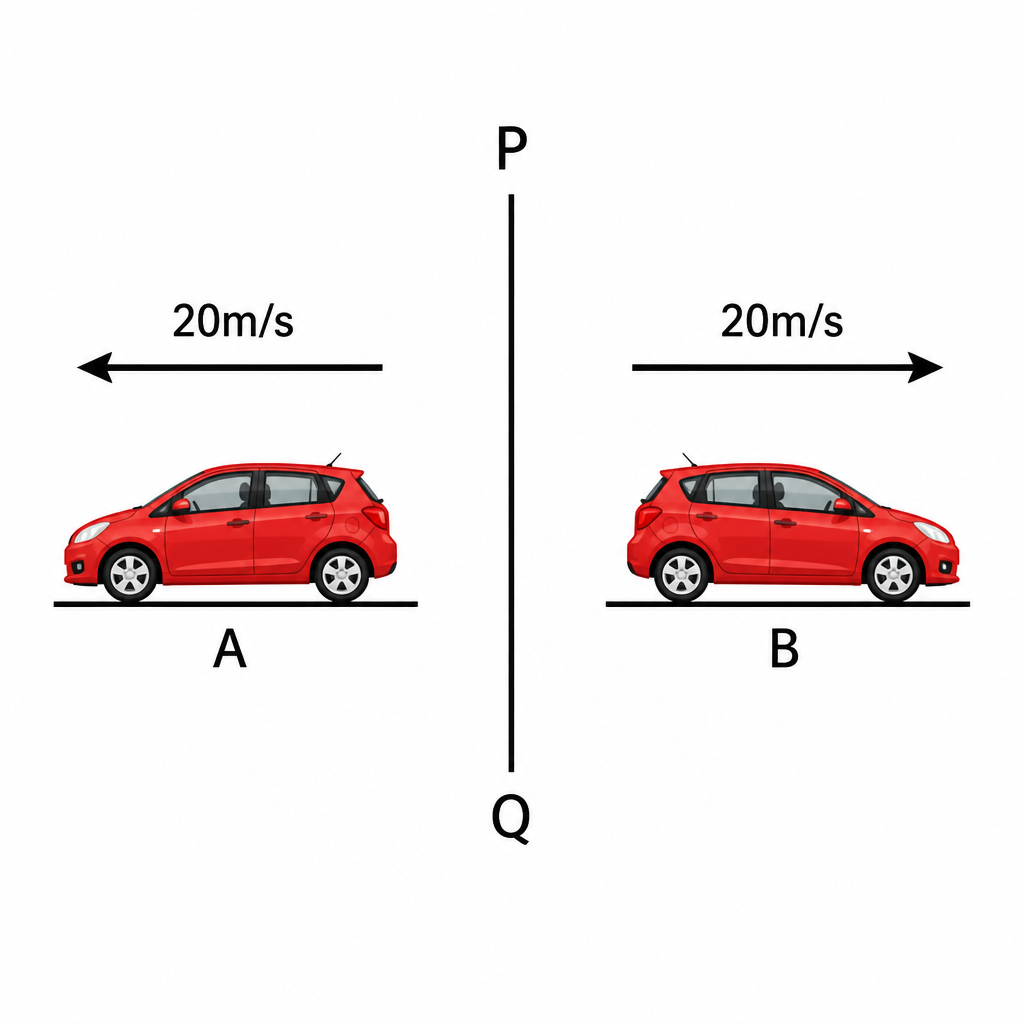Two cars leaving the same line in opposite directions. Their two velocities add together to give the rate at which they separate.