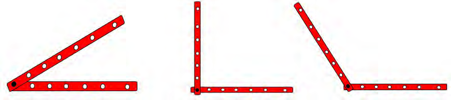 Opening the same pair of strips by different amounts makes three angles of three different sizes.