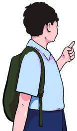 The boy asks the questions: he wants to know who the man is and whether the neighbours have returned.