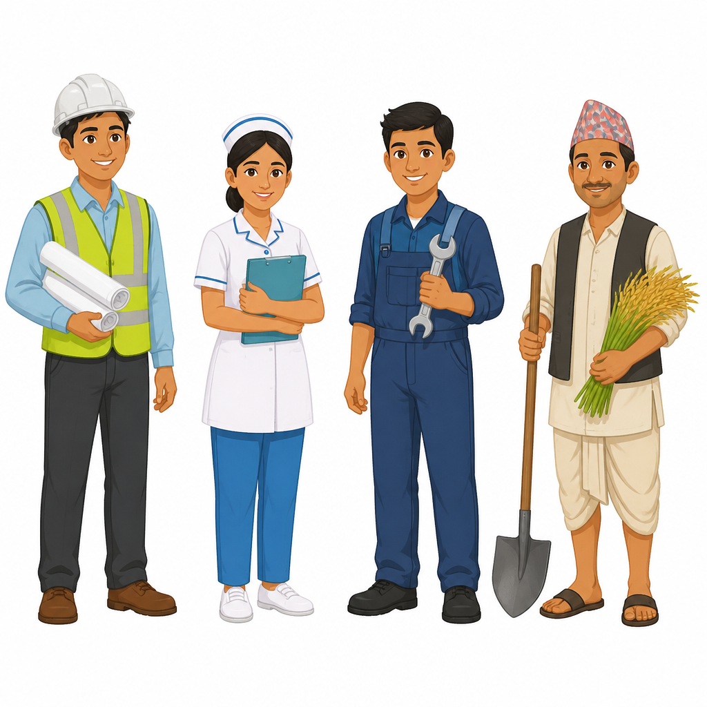 दक्ष जनशक्ति भनेको कुनै एउटा पेसा मात्र होइन भन्ने कुरा फरक फरक काम गरिरहेका मानिसहरूबाट थाहा हुन्छ ।