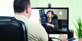 A patient consults a doctor over a video call: this is telehealth at work, and all it needs is an internet connection.