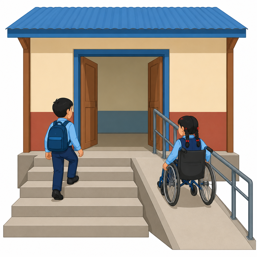 भर्‍याङ मात्र भएको ठाउँमा कोही भित्र पस्नै सक्दैनन्। छेउमा र्‍याम्प थपिदिनु नै राज्यले गर्ने विशेष व्यवस्था अर्थात् सकारात्मक विभेद कस्तो हुन्छ भन्ने उदाहरण हो।