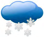A blue cloud dropping snowflakes is the symbol for snowy weather.