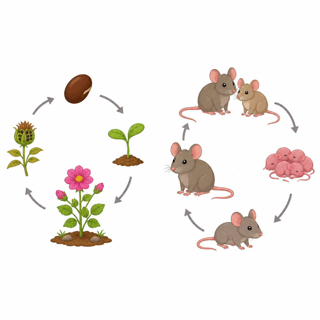The life of a plant and the life of an animal both move in a ring, and reproduction is the step that joins one ring to the next generation.