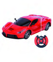 A remote controlled toy car. The same remote sensing signals steer it forwards, backwards and around corners.