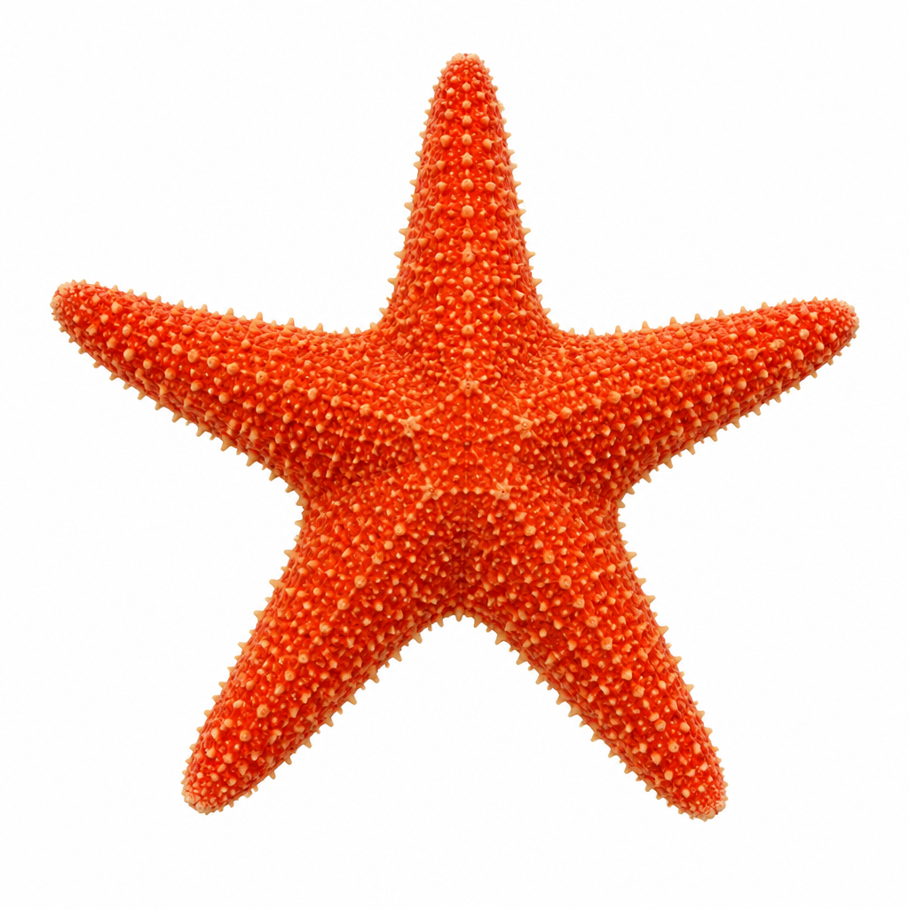 Starfish: five arms arranged evenly around a central disc
