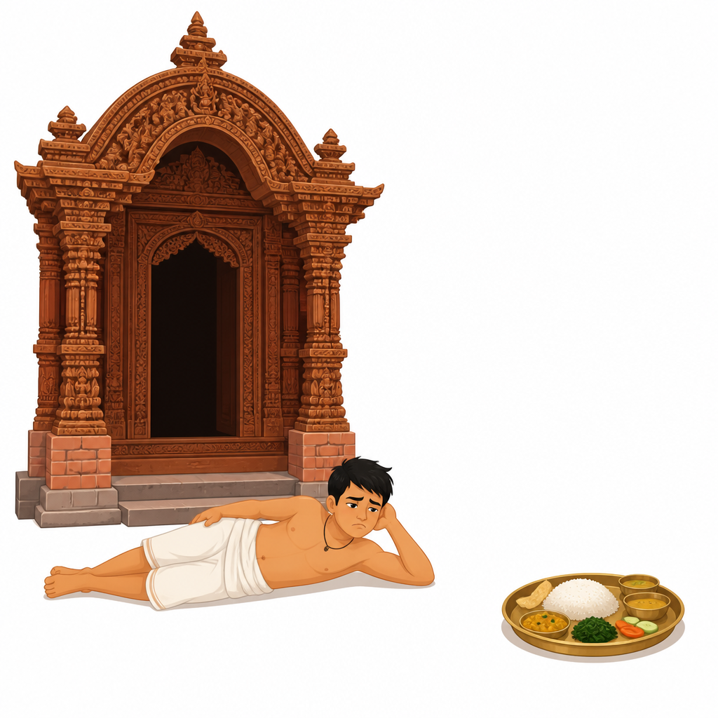 माग पूरा नभएसम्म खान छाड्ने यवक्रीतको हठ यही दृश्यमा देखिन्छ।