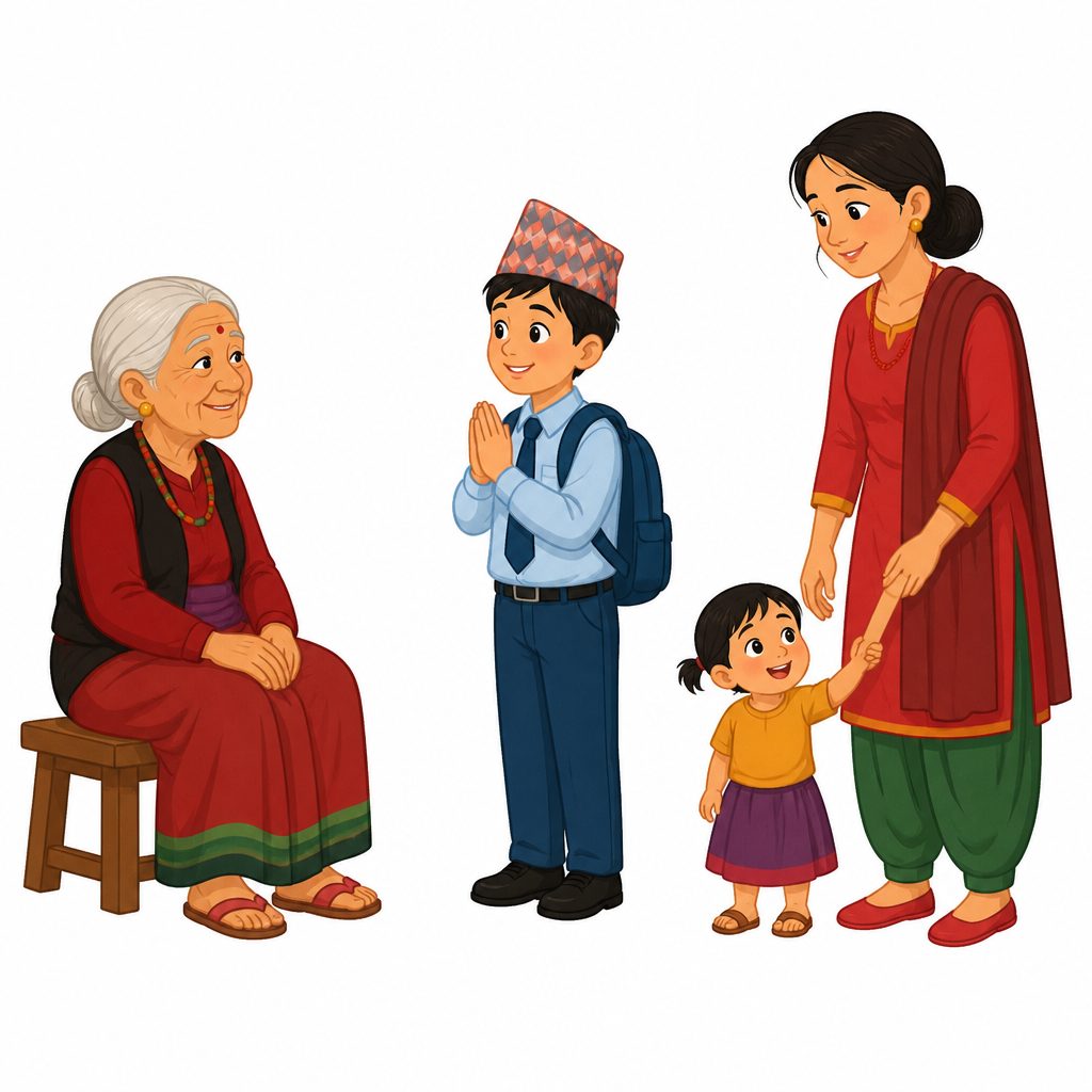 घरका ठुला सदस्यलाई आदर गर्ने र सानालाई माया गर्ने व्यवहार दिनहुँ चल्ने सामाजिक नियम हो।