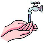 Wetting the hands under running water is the first step.