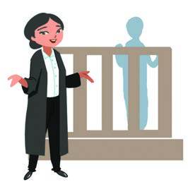 A woman in a black gown speaks at a railing. Who could she be, and what could she be saying?