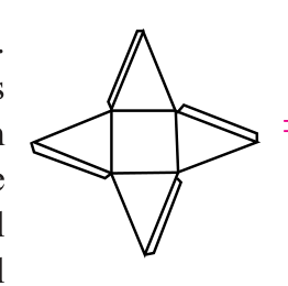 Net of a square based pyramid: a square with a triangle on each side