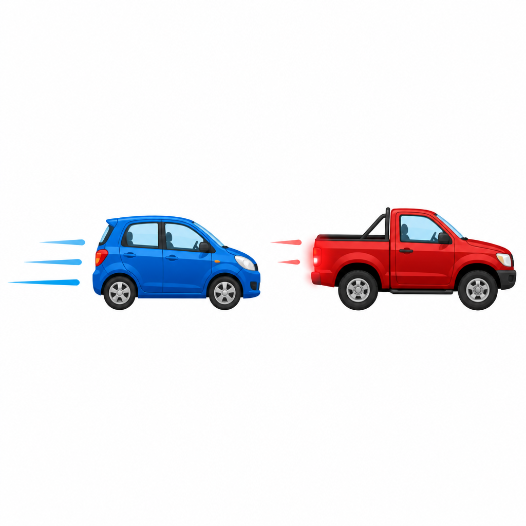 The velocity of the car on the accelerator keeps rising while the velocity of the braking car keeps falling, and the second one has a negative value of acceleration.