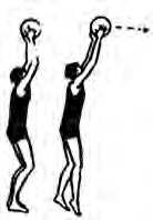 In an overhead pass the ball is lifted above the head in both hands and thrown towards the teammate.